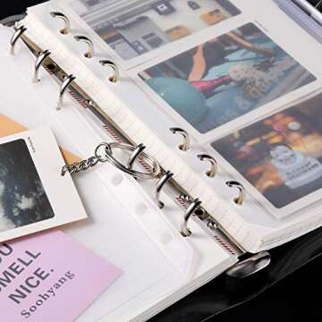 Onwon 10 Pieces Binder Pocket A6 Size 6 Holes Translucent Binder Zipper Folders Waterproof Binder Loose Leaf Bags EVA Pouch Plastic Document Filing Bags for 6-Ring Notebook Binder Loose Leaf Bags