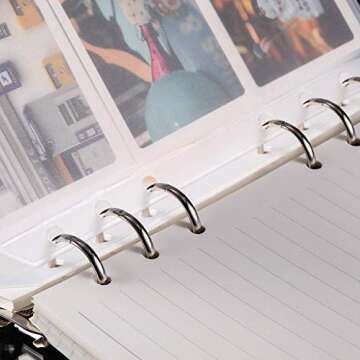 Onwon 10 Pieces Binder Pocket A6 Size 6 Holes Translucent Binder Zipper Folders Waterproof Binder Loose Leaf Bags EVA Pouch Plastic Document Filing Bags for 6-Ring Notebook Binder Loose Leaf Bags