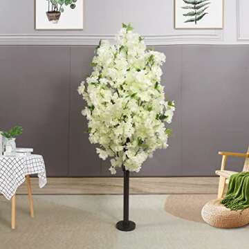 ZMHLHYJY Artificial Cherry Blossom Tree Simulation Plant Wishing Tree Wedding Banquet Party Restaurant Shopping Mall Indoor Outdoor Home Office (47 inch high White)