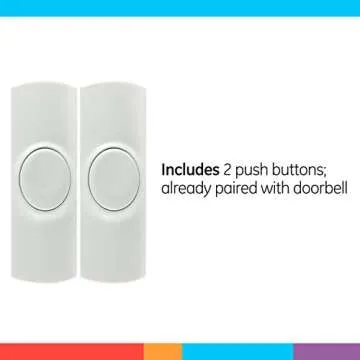 GE Wireless Doorbell Kit, 2 Push Buttons Door Bells for Homes, 8 Melodies Door Chime with 4 Volume Levels, Battery Doorbell Chime, Room Doorbell with 150 Ft Range, White, 19297