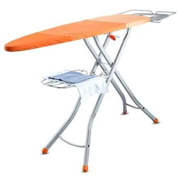 Bartnelli Pro Ironing Board with Steam Station Rest | Made in Europe | Adjustable Height with Storage Tray for Your Ironed Clothes | Includes Rack for Hanging Hangers (Ironing Surface Size 48x16”)