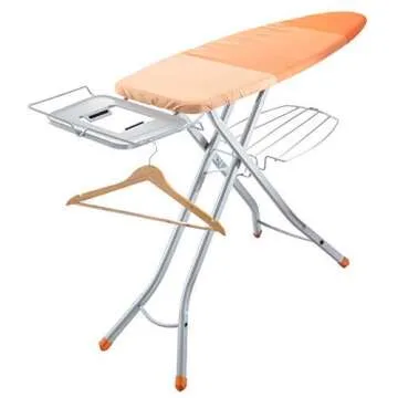 Bartnelli Pro Ironing Board with Steam Station Rest | Made in Europe | Adjustable Height with Storage Tray for Your Ironed Clothes | Includes Rack for Hanging Hangers (Ironing Surface Size 48x16”)