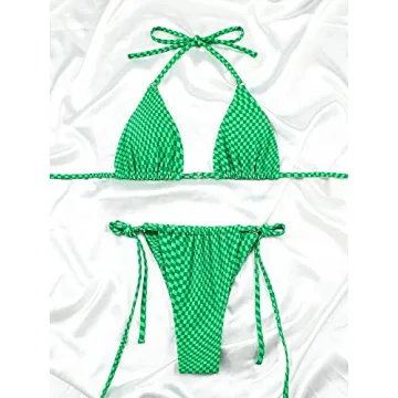 Sporty Women Halter Tie Side Bikini Set for Summer Fun