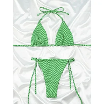 Sporty Women Halter Tie Side Bikini Set for Summer Fun