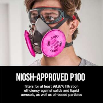 3M Performance P100 Particulate + Odor Filters, 2 pairs, NIOSH-APPROVED P100, 99.97% Filtration Efficiency Against Solids & Liquid Aerosols, For Use With 3M 6000, 6500 & 7500 Series (2097P2-DC)