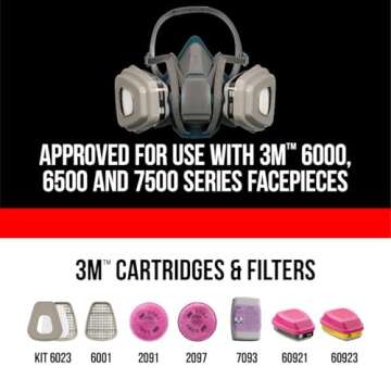 3M Performance P100 Particulate + Odor Filters, 2 pairs, NIOSH-APPROVED P100, 99.97% Filtration Efficiency Against Solids & Liquid Aerosols, For Use With 3M 6000, 6500 & 7500 Series (2097P2-DC)