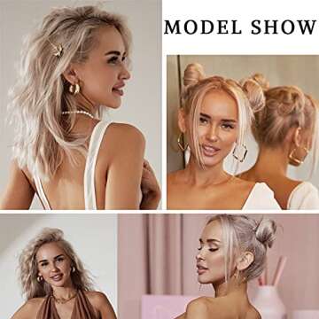 Chunky Gold Hoop Earrings Set for Women, 9 Pair 14K Gold Plated Thick Open Small/Big Hoops Jewelry Gift (A-Gold)