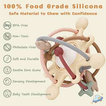 HHMY Teething Toys for Babies 3-6-12-36 Months,Soft Silicone Montessori Toys for Baby Toys 6 to 12 Months Baby Chew Toys Baby Rattle Teether Toddlers Sensory Toys Baby Girls Boys Gift Dark