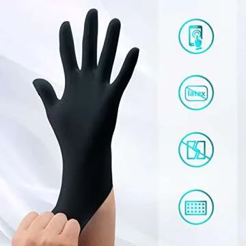 GMG SINCE1988 Exam Gloves,Black Disposable Gloves Nitrile Gloves - Latex Free Powder Free 50 Pack,4 Mil Household Cleaning Gloves