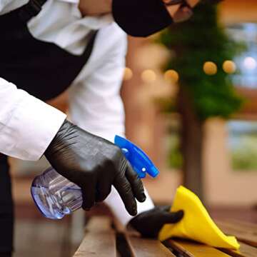 GMG SINCE1988 Exam Gloves,Black Disposable Gloves Nitrile Gloves - Latex Free Powder Free 50 Pack,4 Mil Household Cleaning Gloves