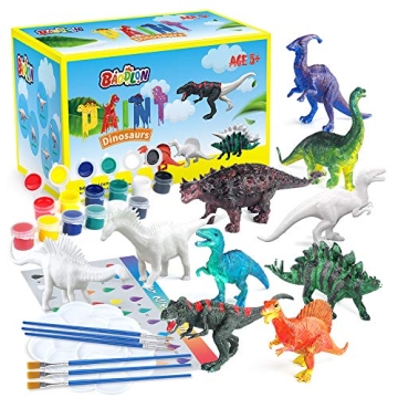 BAODLON Kids Arts Crafts Set Dinosaur Toy Painting Kit - 10 Dinosaur Figurines, Decorate Your Dinosa...