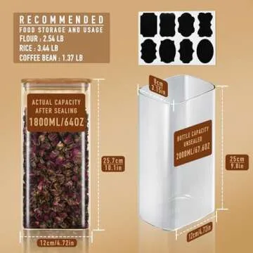 Stylish D2scrma 64oz Airtight Glass Storage Containers with Bamboo Lids - Set of 3 for Kitchen Organ...