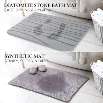 Shower Stone Bath Mat, 23.5 x 15 Inches Mat by Diamond Ci, Set of 3 Drying Stone Bath Mats for Bathroom & Kitchen Counter Dish Drying Mat, Super Absorbing & Non-Slip Diatomite Mats, Dark Gray