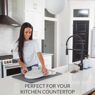 Shower Stone Bath Mat, 23.5 x 15 Inches Mat by Diamond Ci, Set of 3 Drying Stone Bath Mats for Bathroom & Kitchen Counter Dish Drying Mat, Super Absorbing & Non-Slip Diatomite Mats, Dark Gray