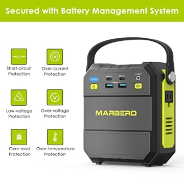 MARBERO Portable Power Station 83Wh Small Generator Solar Power Bank Peak 120W Camping Laptop Charger Emergency Battery Pack with AC Outlet 4 USB Ports with Flashlight for Outdoor Home Travel