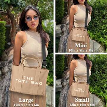 Rezido The Tote Bag for Women Crossbody Canvas Tote Bag Traveler Handbag Zipper Canvas Tote Bag