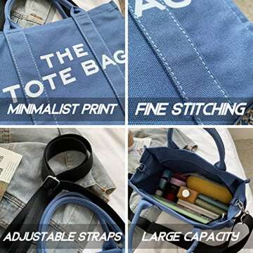 Rezido The Tote Bag for Women Crossbody Canvas Tote Bag Traveler Handbag Zipper Canvas Tote Bag