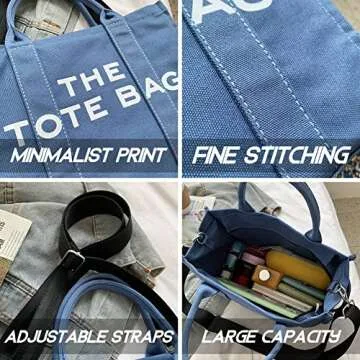 Rezido The Tote Bag for Women Crossbody Canvas Tote Bag Traveler Handbag Zipper Canvas Tote Bag