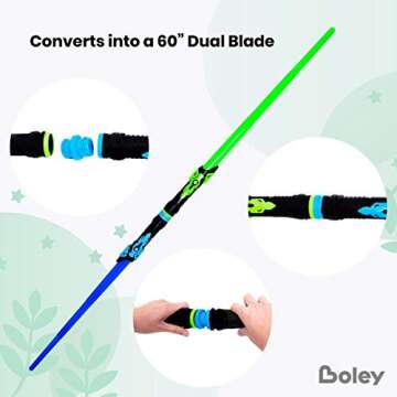 Boley Dual Light Saber Set – Blue & Green Extendable LED Toy Swords for Kids – Interactive Sound...