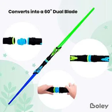 Boley Dual Light Saber Set – Blue & Green Extendable LED Toy Swords for Kids – Interactive Sound...
