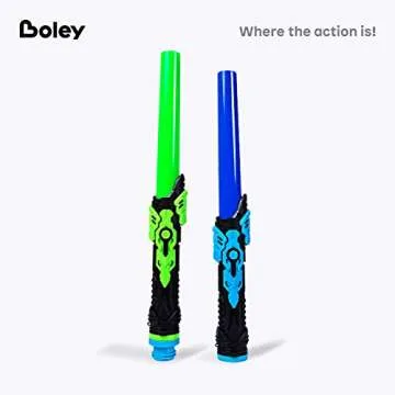 Boley Dual Light Saber Set – Blue & Green Extendable LED Toy Swords for Kids – Interactive Sound Light-Up Playset – Fun Dueling Swords for Sci-Fi Cosplay and Pretend Play – Ages 3+
