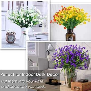 TURNMEON 20 Bundles Artificial Flowers for Outdoors Fake Plants Summer Decor, UV Resistant Artificial Plants Cemetery Fake Flowers Mums Faux Plastic Greenery Shrubs for Home Cemetery Decor(Mix Colors)