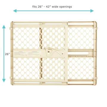 Toddleroo by North States Supergate Ergo Child Gate, Baby Gate for Stairs and Doorways. Includes Wall Cups. Pressure or Hardware Mount. Made in USA. (26" Tall, Ivory)