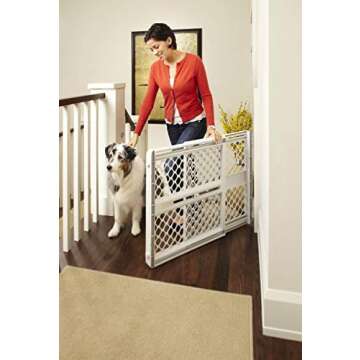 Toddleroo by North States Supergate Ergo Child Gate, Baby Gate for Stairs and Doorways. Includes Wall Cups. Pressure or Hardware Mount. Made in USA. (26" Tall, Ivory)