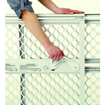 Toddleroo by North States Supergate Ergo Child Gate, Baby Gate for Stairs and Doorways. Includes Wall Cups. Pressure or Hardware Mount. Made in USA. (26" Tall, Ivory)