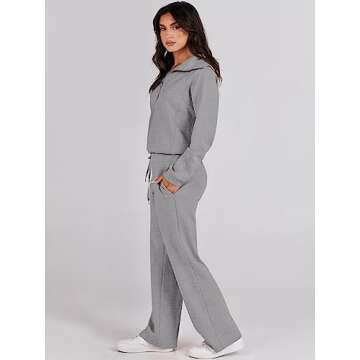 ANRABESS Women 2 Piece Outfits Sweatsuit Oversized Sweatshirt Sweatpants Tracksuit Sweat Lounge Matching Set 2024 Fall Trendy Grey X-Large