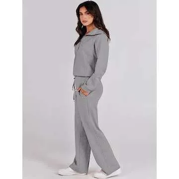 ANRABESS Women 2 Piece Outfits Sweatsuit Oversized Sweatshirt Sweatpants Tracksuit Sweat Lounge Matching Set 2024 Fall Trendy Grey X-Large