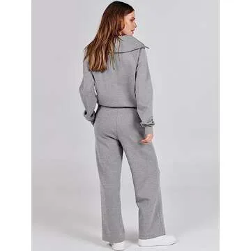 ANRABESS Women 2 Piece Outfits Sweatsuit Oversized Sweatshirt Sweatpants Tracksuit Sweat Lounge Matching Set 2024 Fall Trendy Grey X-Large