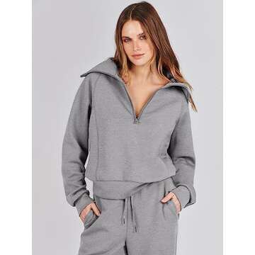 ANRABESS Women 2 Piece Outfits Sweatsuit Oversized Sweatshirt Sweatpants Tracksuit Sweat Lounge Matching Set 2024 Fall Trendy Grey X-Large