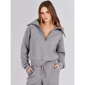 ANRABESS Women 2 Piece Outfits Sweatsuit Oversized Sweatshirt Sweatpants Tracksuit Sweat Lounge Matching Set 2024 Fall Trendy Grey X-Large