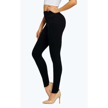 Conceited Leggings for Women - Tummy Control - 3" Waistband - Regular and Plus Size - Black - Large - X-Large