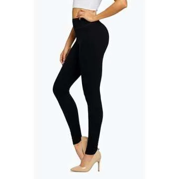 Conceited Leggings for Women - Tummy Control - 3" Waistband - Regular and Plus Size - Black - Large - X-Large