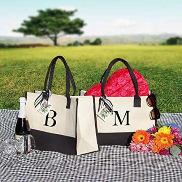 VANESSA ROSELLA Monogram Tote Bag - Custom Cotton Style