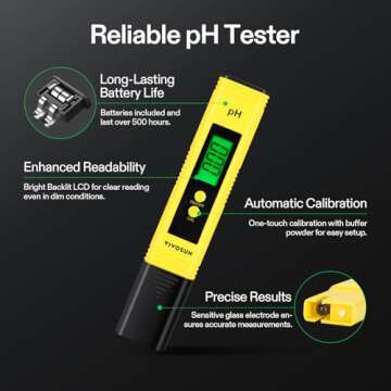 VIVOSUN Digital pH and TDS Meter Kits, 0.01pH High Accuracy Pen Type pH Meter ± 2% Readout Accuracy...