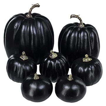 Artificial Black Pumpkins for Halloween Thanksgiving Decor