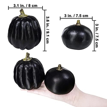 Artificial Black Pumpkins for Halloween Thanksgiving Decor