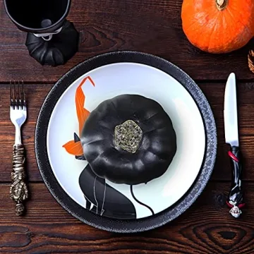 Artificial Black Pumpkins for Halloween Thanksgiving Decor