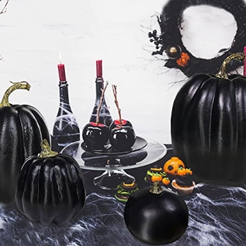 Artificial Black Pumpkins for Halloween Thanksgiving Decor