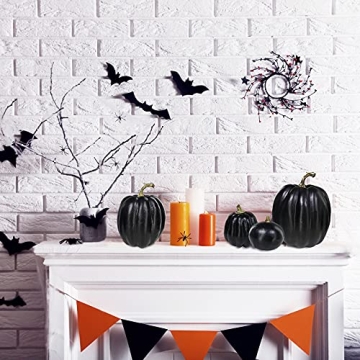 Artificial Black Pumpkins for Halloween Thanksgiving Decor