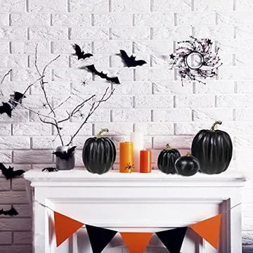 Artificial Black Pumpkins for Halloween Thanksgiving Decor