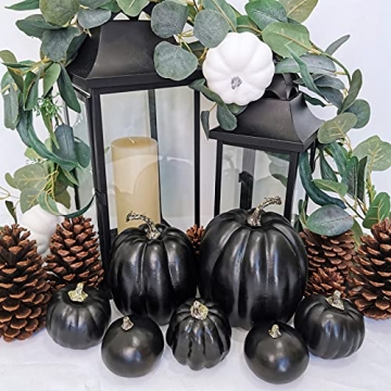 Artificial Black Pumpkins for Halloween Thanksgiving Decor