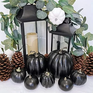 Artificial Black Pumpkins for Halloween Thanksgiving Decor