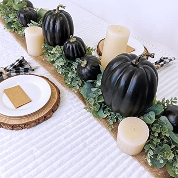 Artificial Black Pumpkins for Halloween Thanksgiving Decor