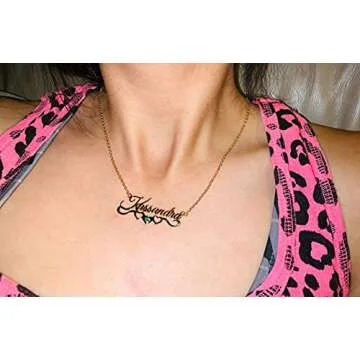 MeMoShe Personalized Name Necklace, 925 Sterling Silver Customized Nameplate Necklace with Birthstone Dainty Jewelry Birthday Gifts for Women