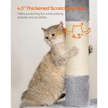 Feandrea Cat Tree, 39.8-Inch Cat Tower, XL, Cat Condo for Extra Large Cats up to 44 lb, Large Cat Perch, 2 Cat Caves, Scratching Post, Light Gray UPCT614W01