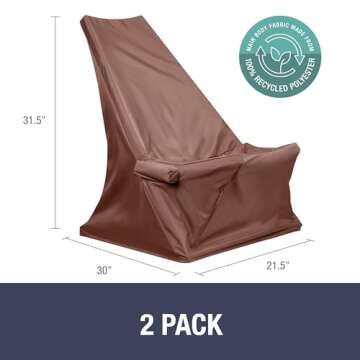 CleverMade Tamarack Chair Cover - Eco-Friendly & Weatherproof - 2 Pack Mocha